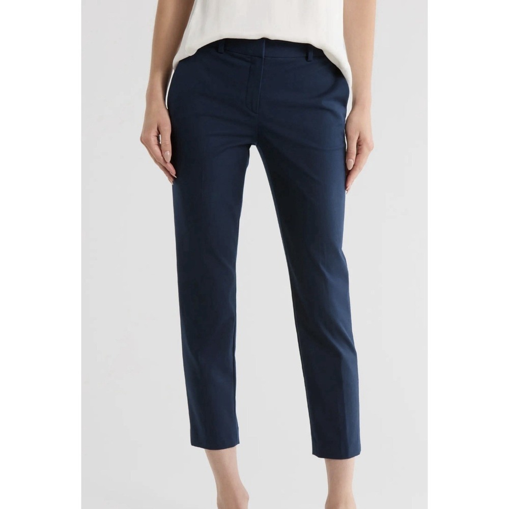 THEORY Testra 2B Edition Wool Blend Slim Ankle Pants Navy Size 10